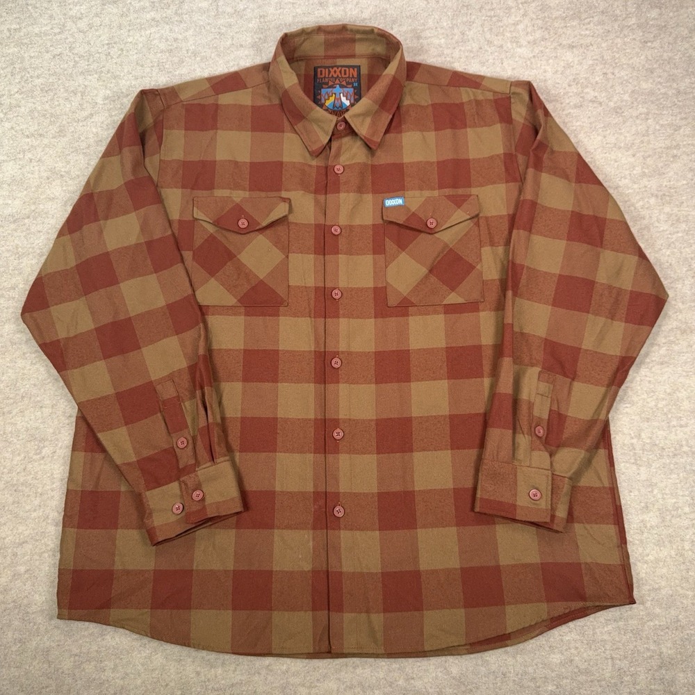 Dixxon Flannel Shirt The Navajo Mens 3XL Brown Plaid Long Sleeve Button Down